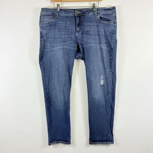 Kut from the Kloth Distressed Holes Straight Leg‎ High Rise Jeans Women's 18 18W